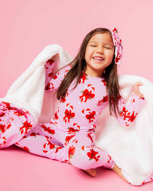 Baby Kids Bamboo Pajamas — Cane You Believe It Long Sleeve Pajama Set — Image 7