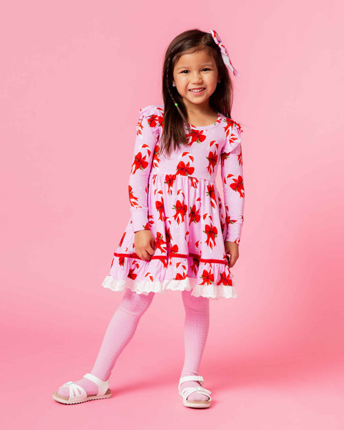 Baby Kids Bamboo Pajamas — Cane You Believe It Long Sleeve Party Dress & Shorts Set — Image 7