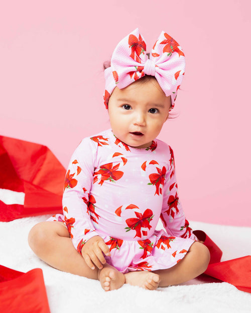Baby Kids Bamboo Pajamas — Cane You Believe It Long Sleeve Ruffle Dress — Image 5