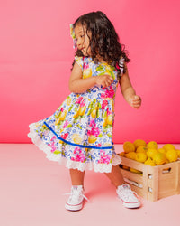 Baby Kids Bamboo Pajamas — Carpe Lemon Short Sleeve Party Dress & Shorts Set — Image 1