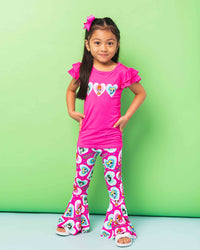 Baby Kids Bamboo Pajamas — The Powerpuff Girls™ Cap Sleeve Top & Bell Bottoms Set — Image 1