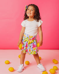 Baby Kids Bamboo Pajamas — Carpe Lemon Cap Sleeve Top and Skort Set — Image 1