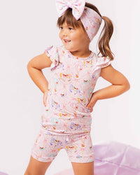 Baby Kids Bamboo Pajamas — Carousel Wishes Cap Sleeve Shirt & Shorts Set — Image 1