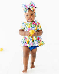 Baby Kids Bamboo Pajamas — Carpe Lemon Short Sleeve Peplum & Bummies Set — Image 1