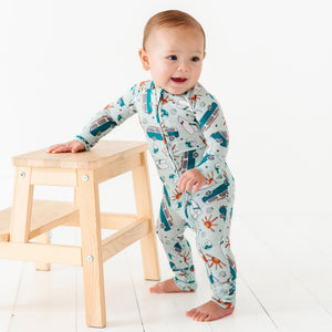 Baby Kids Bamboo Pajamas — Catch Me If You Van Convertible Romper — Image 1