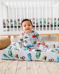 Baby Kids Bamboo Pajamas — Keep on Truckin' Changing Pad Cover — Image 1