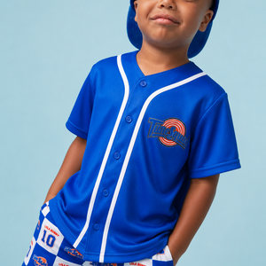 Baby Kids Bamboo Pajamas — Space Jam™ Tune Squad Button Down Jersey — Image 1