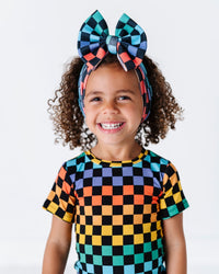 Baby Kids Bamboo Pajamas — Check Me Out Biggie Bow — Image 1