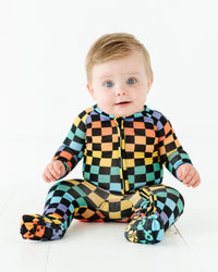 Baby Kids Bamboo Pajamas — Check Me Out Convertible Romper — Image 1