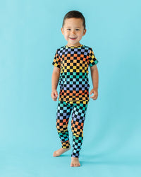 Baby Kids Bamboo Pajamas — Check Me Out Two-Piece Pajama Set — Image 1