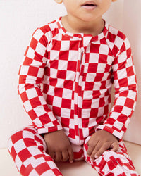 Baby Kids Bamboo Pajamas — Check YES, Valentine Convertible Romper — Image 1