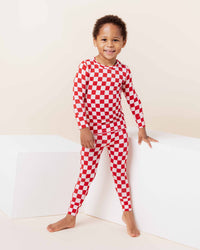 Baby Kids Bamboo Pajamas — Check YES, Valentine Long Sleeve Pajama Set — Image 1