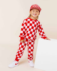 Baby Kids Bamboo Pajamas — Check YES, Valentine Relaxed Fit Jogger Set — Image 1