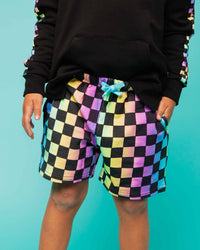 Baby Kids Bamboo Pajamas — Checkered Charm Pull-On Shorts — Image 1