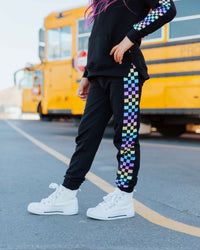 Baby Kids Bamboo Pajamas — Checkered Charm Relaxed Fit Sweatpants — Image 1