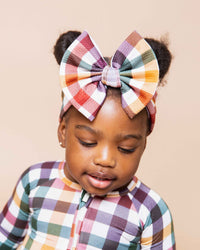 Baby Kids Bamboo Pajamas — Checkered & Charmed Biggie Bow — Image 1
