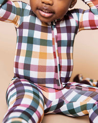 Baby Kids Bamboo Pajamas — Checkered & Charmed Convertible Romper — Image 1