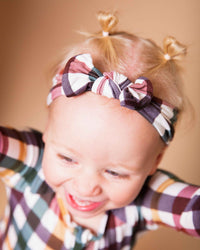Baby Kids Bamboo Pajamas — Checkered & Charmed Headwrap — Image 1