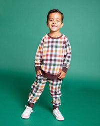 Baby Kids Bamboo Pajamas — Checkered & Charmed Jogger Set — Image 1