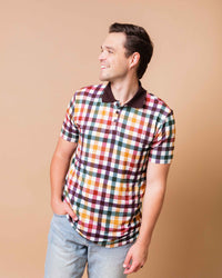 Baby Kids Bamboo Pajamas — Checkered & Charmed Men's Polo — Image 1