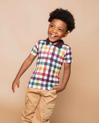 Baby Kids Bamboo Pajamas — Checkered & Charmed Boys Polo — Image 1