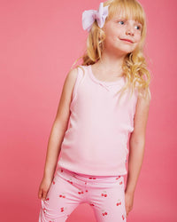 Baby Kids Bamboo Pajamas — Cherry Sweet Ribbed Girls Tank Top — Image 1