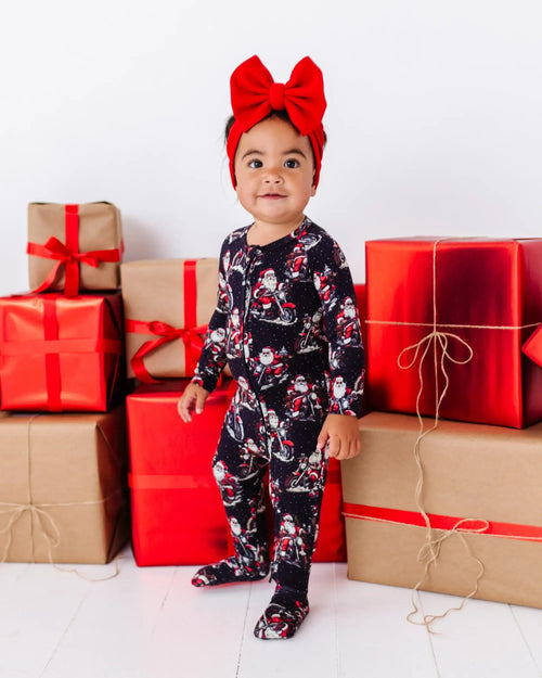 Baby Kids Bamboo Pajamas — Clausin' Trouble Convertible Romper — Image 8