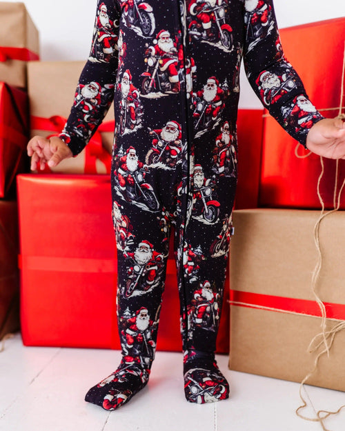 Baby Kids Bamboo Pajamas — Clausin' Trouble Convertible Romper — Image 10