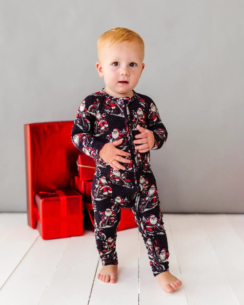 Baby Kids Bamboo Pajamas — Clausin' Trouble Convertible Romper — Image 7