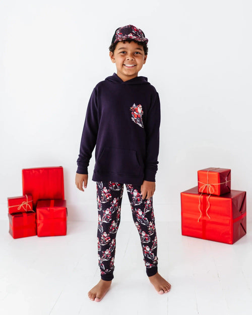 Baby Kids Bamboo Pajamas — Clausin' Trouble Hat — Image 3