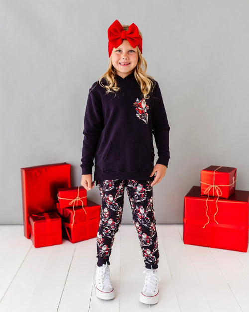 Baby Kids Bamboo Pajamas — Clausin' Trouble Hooded Jogger Set — Image 10