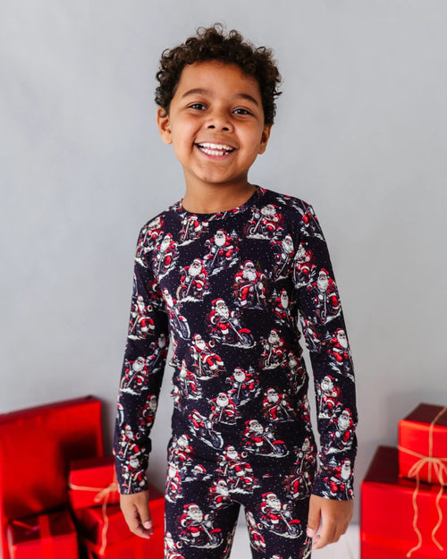 Baby Kids Bamboo Pajamas — Clausin' Trouble Two-Piece Pajama Set — Image 1