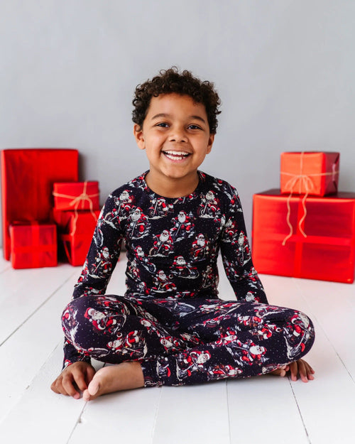 Baby Kids Bamboo Pajamas — Clausin' Trouble Two-Piece Pajama Set — Image 7
