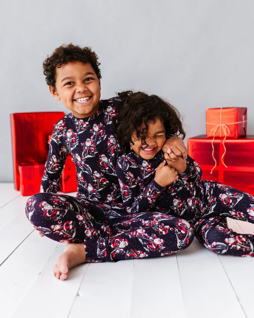 Baby Kids Bamboo Pajamas — Clausin' Trouble Two-Piece Pajama Set — Image 23