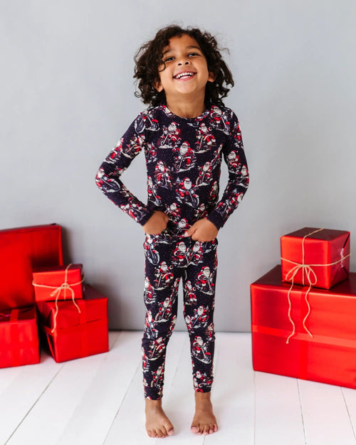 Baby Kids Bamboo Pajamas — Clausin' Trouble Two-Piece Pajama Set — Image 5