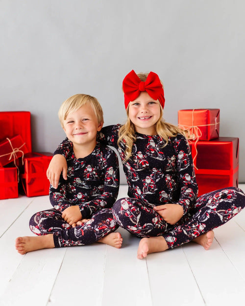 Baby Kids Bamboo Pajamas — Clausin' Trouble Two-Piece Pajama Set — Image 11