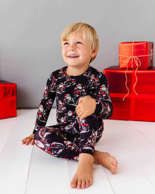 Baby Kids Bamboo Pajamas — Clausin' Trouble Two-Piece Pajama Set — Image 16