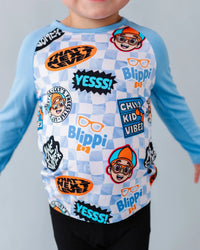 Baby Kids Bamboo Pajamas — Blippi™ Chill Kid Vibes Long Sleeve Raglan T-Shirt — Image 1
