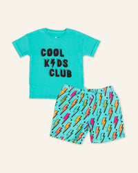 Baby Kids Bamboo Pajamas — Cool Kids Club T-Shirt & Current Mood Shorts Bundle — Image 1