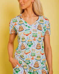Baby Kids Bamboo Pajamas — Piece O'Cake Women's Short Sleeve T-Shirt — Image 1