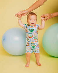 Baby Kids Bamboo Pajamas — Piece O'Cake Shortie Romper — Image 1