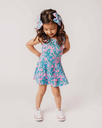 Baby Kids Bamboo Pajamas — Botanically Speaking Sleeveless Twistback Dress Romper — Image 1