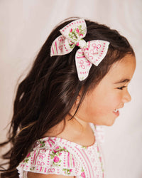 Baby Kids Bamboo Pajamas — Bowquet of Roses Woven Piggy Clip — Image 1