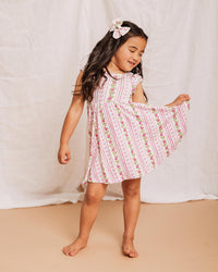 Baby Kids Bamboo Pajamas — Bowquet of Roses Cap Sleeve Dress & Shorts Set — Image 1