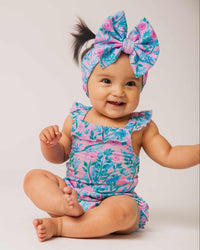 Baby Kids Bamboo Pajamas — Botanically Speaking Bubble Romper — Image 1