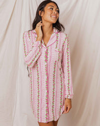 Baby Kids Bamboo Pajamas — Bowquet of Roses Women's Button Down Nightgown — Image 1