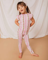 Baby Kids Bamboo Pajamas — Bowquet of Roses Cap Sleeve Pajama Set — Image 1