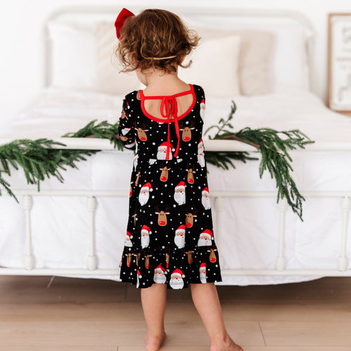 Baby Kids Bamboo Pajamas — Snow Ho Ho Girls Dress and Shorts Set — Image 14