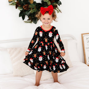 Baby Kids Bamboo Pajamas — Snow Ho Ho Girls Dress and Shorts Set — Image 1