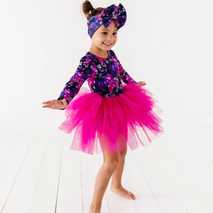 Baby Kids Bamboo Pajamas — Midnight Bloom Tulle Tutu Dress — Image 1